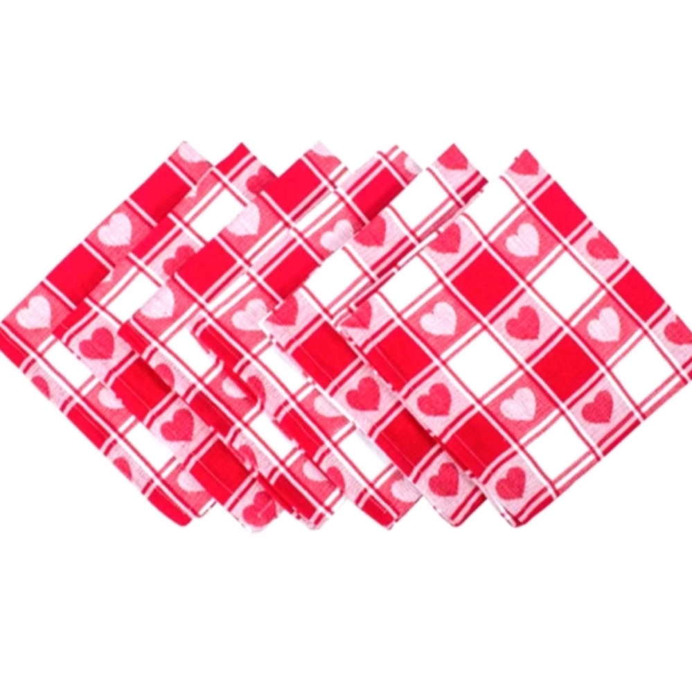 "NWT" Valentine's Day Checked Buffalo Hearts Napkins